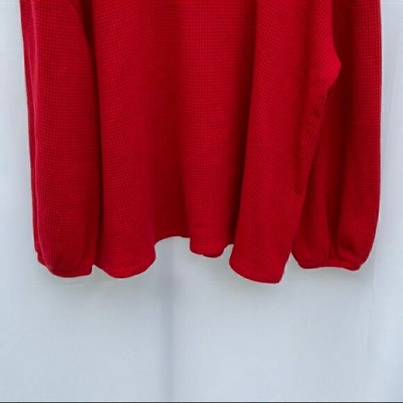 Take 50% OFF- Ava & Viv Waffle Knit Monk Neck Red Sweater, Size-1X - Picture 5 of 7